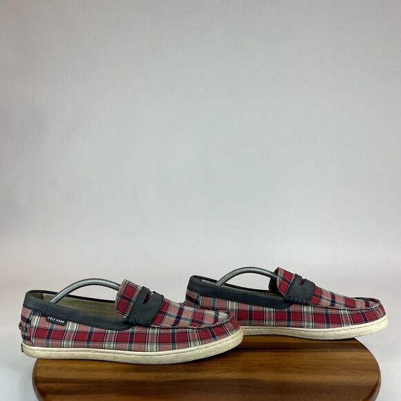 Mens Cole Haan Pinch Plaid Canvas Shoes Slip On Penny Loafers Size 11 M GUC‎ - Picture 1 of 8